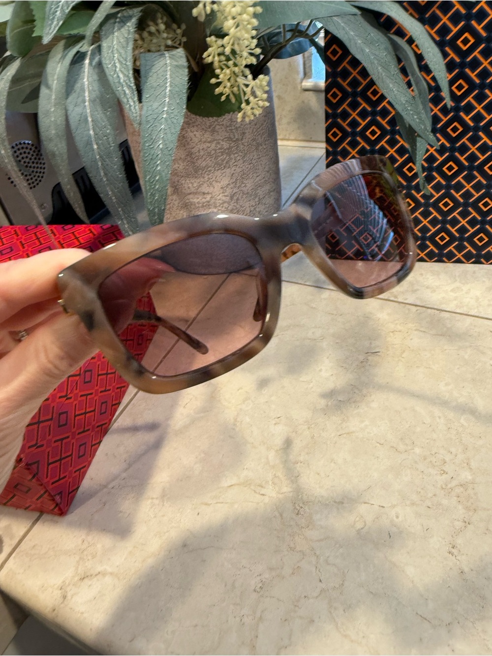 Tory Burch Tortoiseshell Sunglasses with Brown Gradient Lenses - Picture 11 of 13